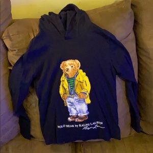 Long sleeved polo hooded tee shirt